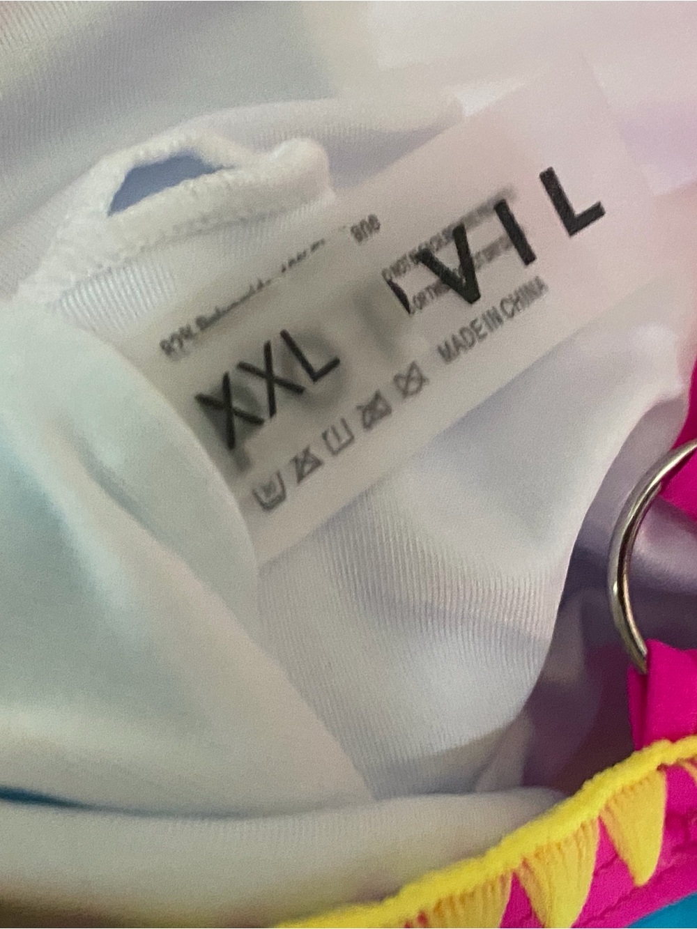 NWT Popvil Bright Blue Bikini Top & Skirt Set with Neon Pink and Yellow Trim - Picture 8 of 9